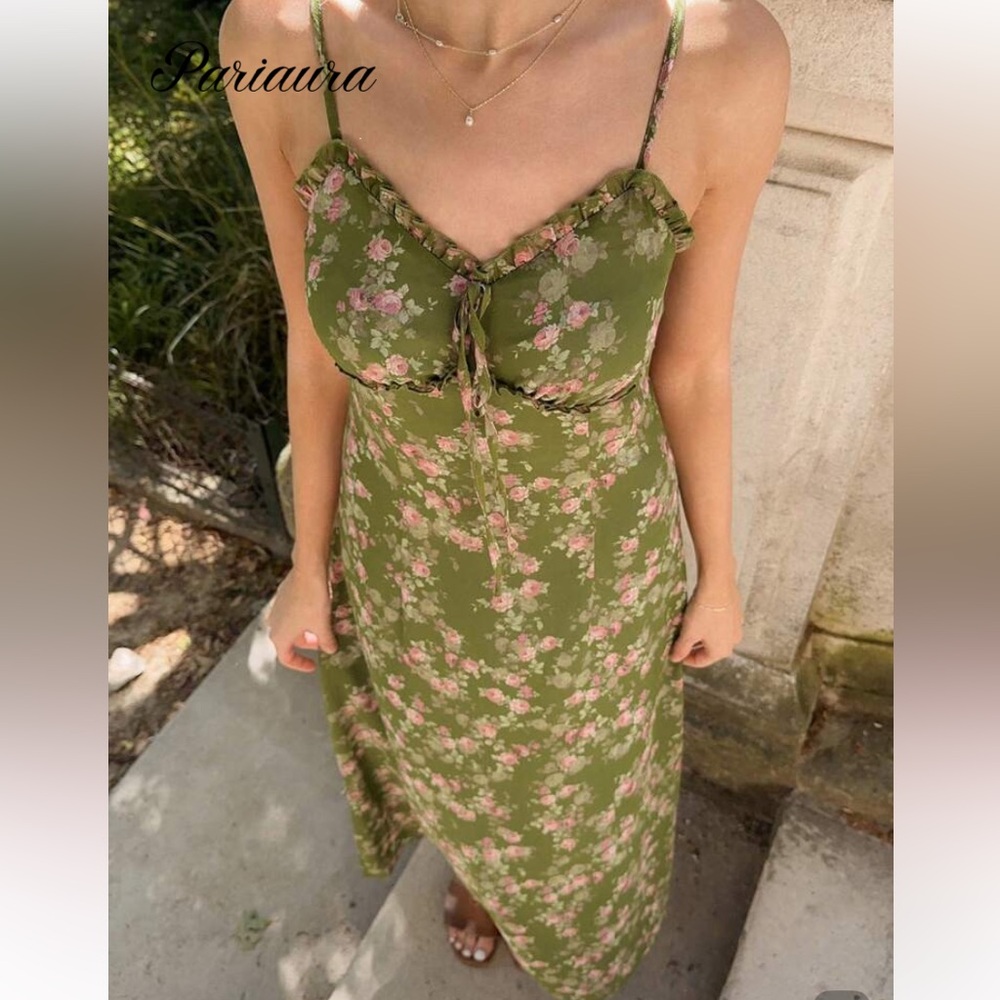 Floral Green Maxi Dress